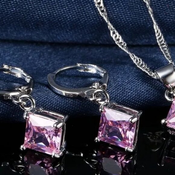 Mia Sincerity Simulated Pink Tourmaline 925 Sterling Silver Earrings Gift Boxed - Picture 3 of 9